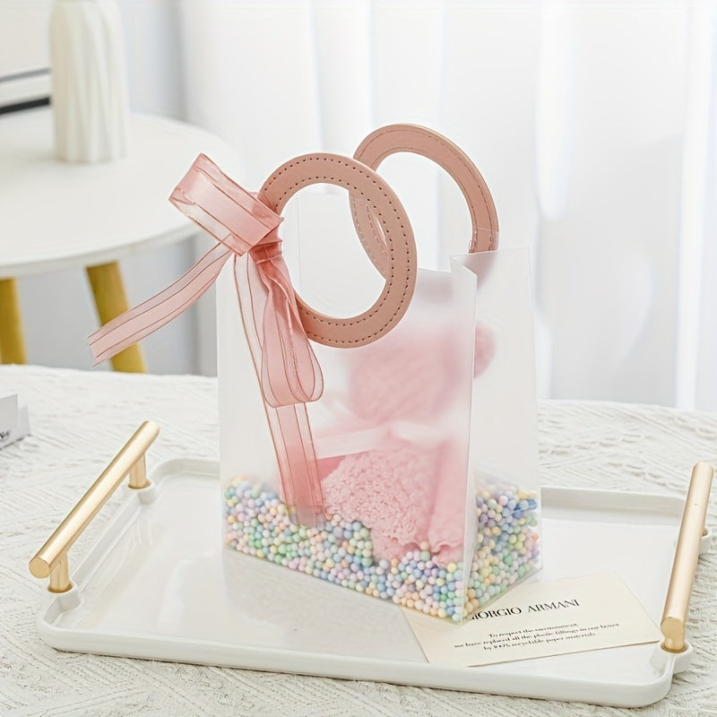 12pcs Frosted Round Tote Bag Flowers Gift Bag Wedding Christmas