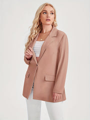 One Button Lapel Blazer Solid Work Office Outerwear