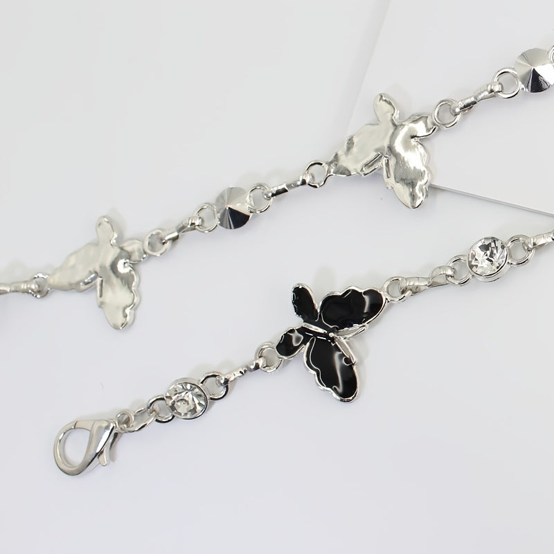 Women's Butterfly Rhinestone Decorative Metal Waist Chain