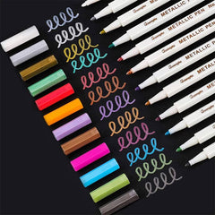 12pc Metallic Marker Pens for Paper Art Rock Painting