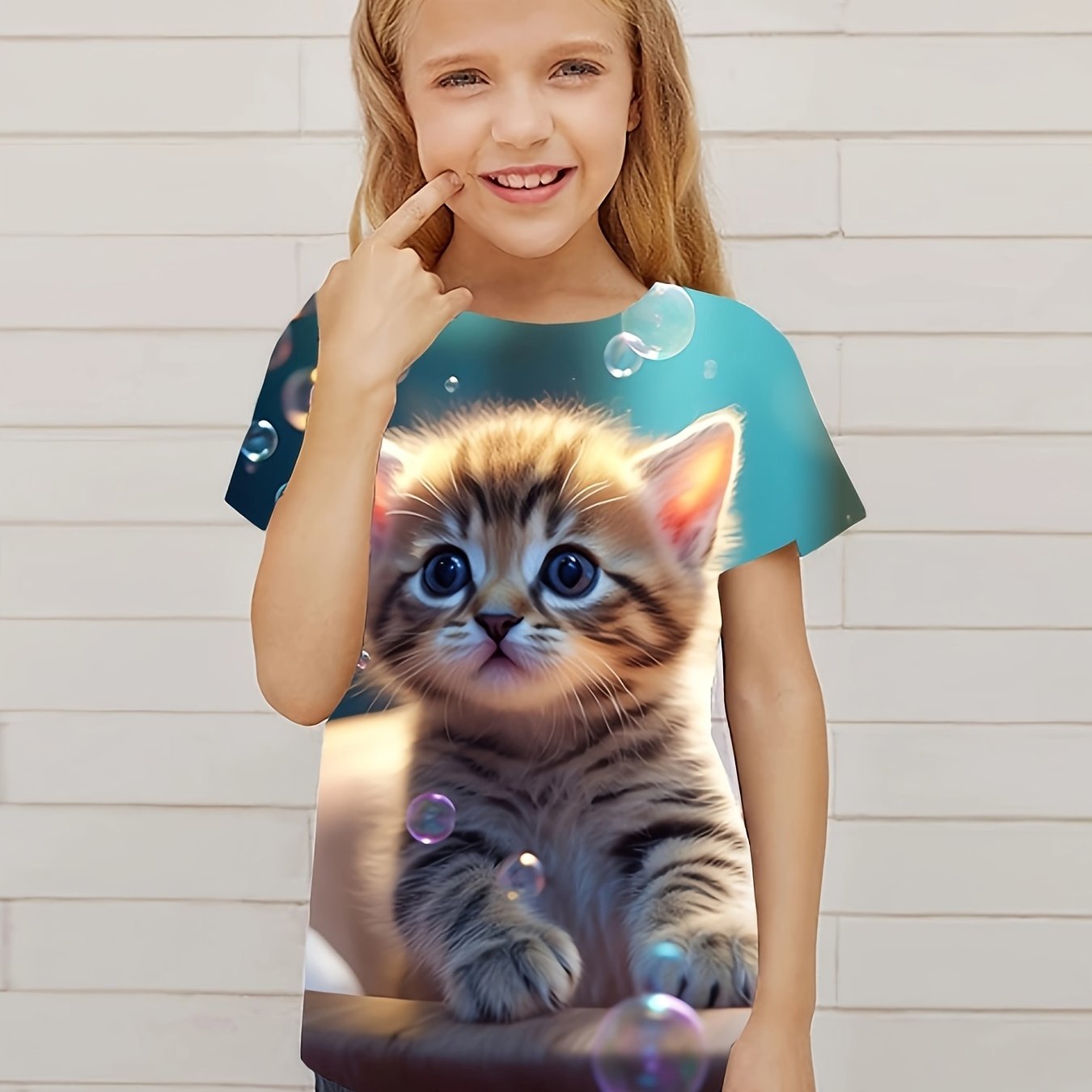 Cat Graphic Short Sleeve T shirt for Girls Summer Gift Sports