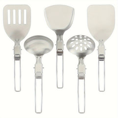 5pcs Portable Stainless Steel Cooking Utensils for Camping and Picnics