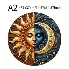 502pcs Wooden Puzzle Sun and Moon Face Age 14 Hell Difficulty Mixed Colors