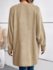 Solid Long Sleeve Open Front Cardigan