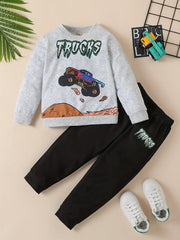 Boy's Excavator Truck Sweatshirt & Sweatpants Set