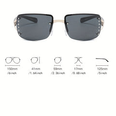 Y2K Wrap Around Sunglasses Unisex Punk Rivet Decor Glasses UV400