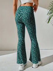 Floral Print Flare Leg Pants High Waist Casual Pants Spring/Fall