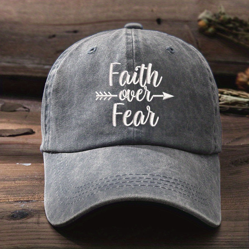 Faith Over Fear Washed Distressed Baseball Cap