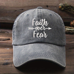 Faith Over Fear Washed Distressed Baseball Cap