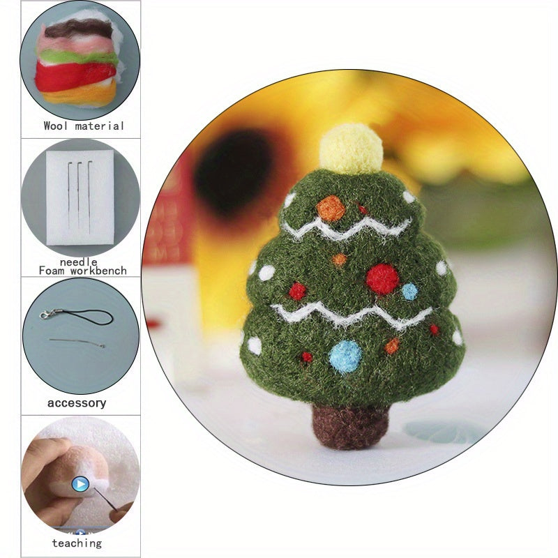 Christmas Tree Wool Needle Felting Kit DIY Package