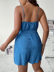 Sexy Romper Deep V Neck Cami Romper With Belt
