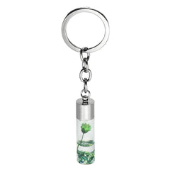 Glass Wish Bottle Keychain Dried Flower Pendant Charms Key Ring