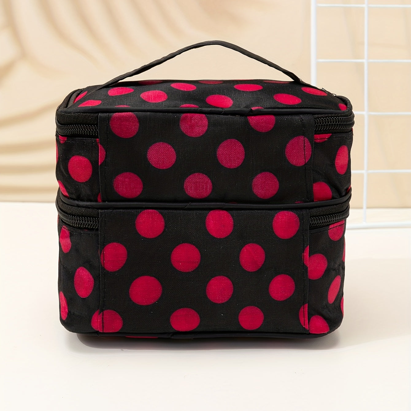 Double Layer Cosmetic Bag with Zipper for Travel