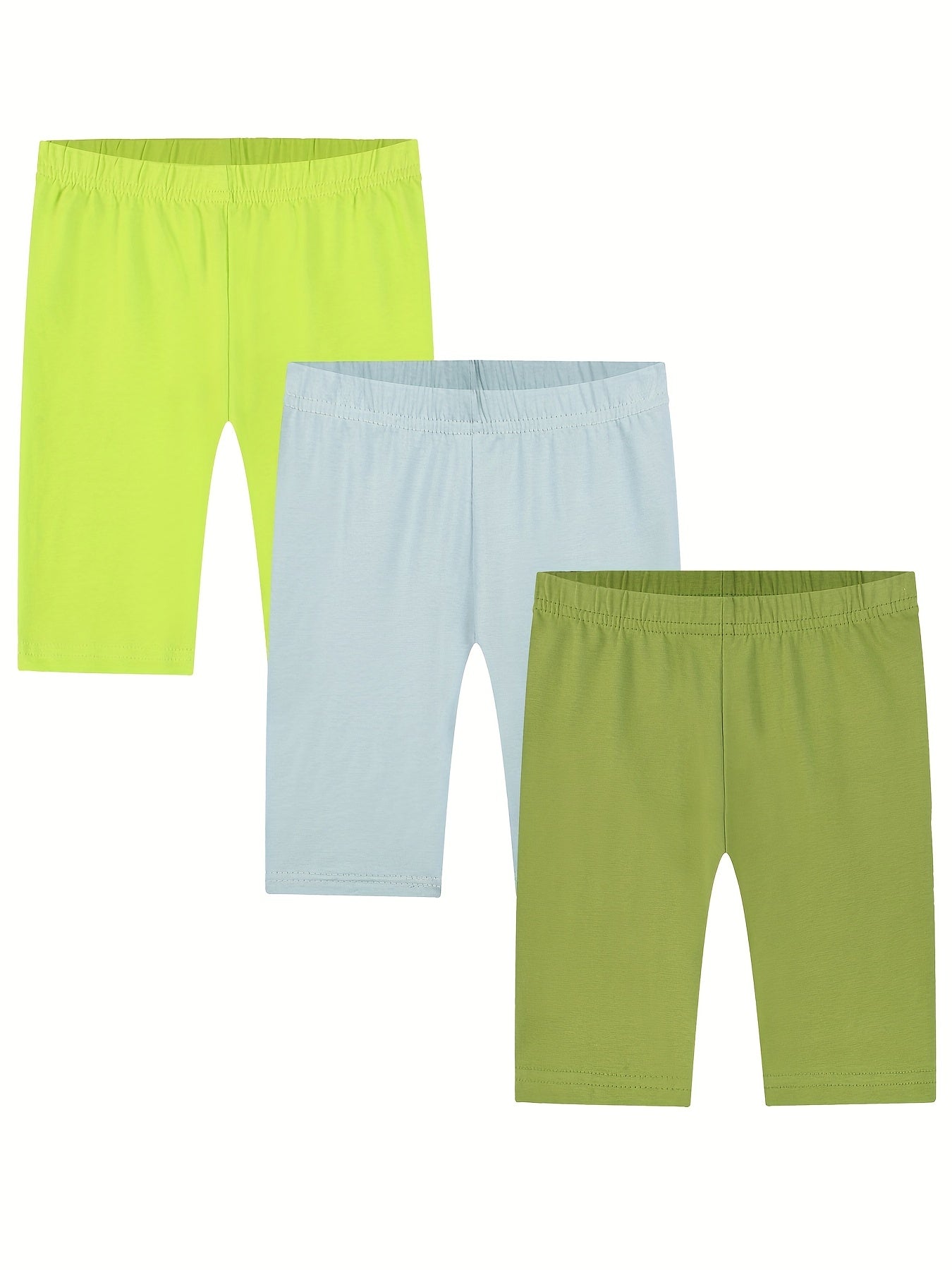 Girls Stretch Leggings & Shorts Set Elastic Waist Sporty Kids Clothes