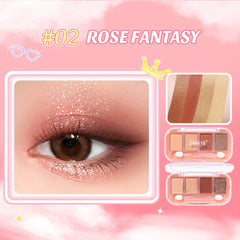 4 Colors Eyeshadow Palette Brown Berry Tone Matte Pearly Natural Finish