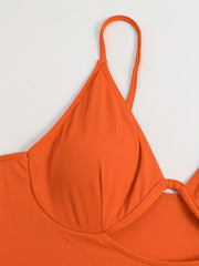 Women's Plus Solid Cut Out Ribbed One Piece Swimsuit