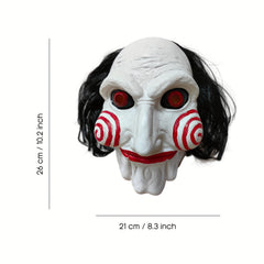 Men's Halloween Saw Mask Horror Billy Puppet Scary Clown Full Head Mask Latex
