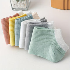 6 Pairs Colorblock Trim Soft Lightweight Socks Low Cut Ankle Women's Stockings