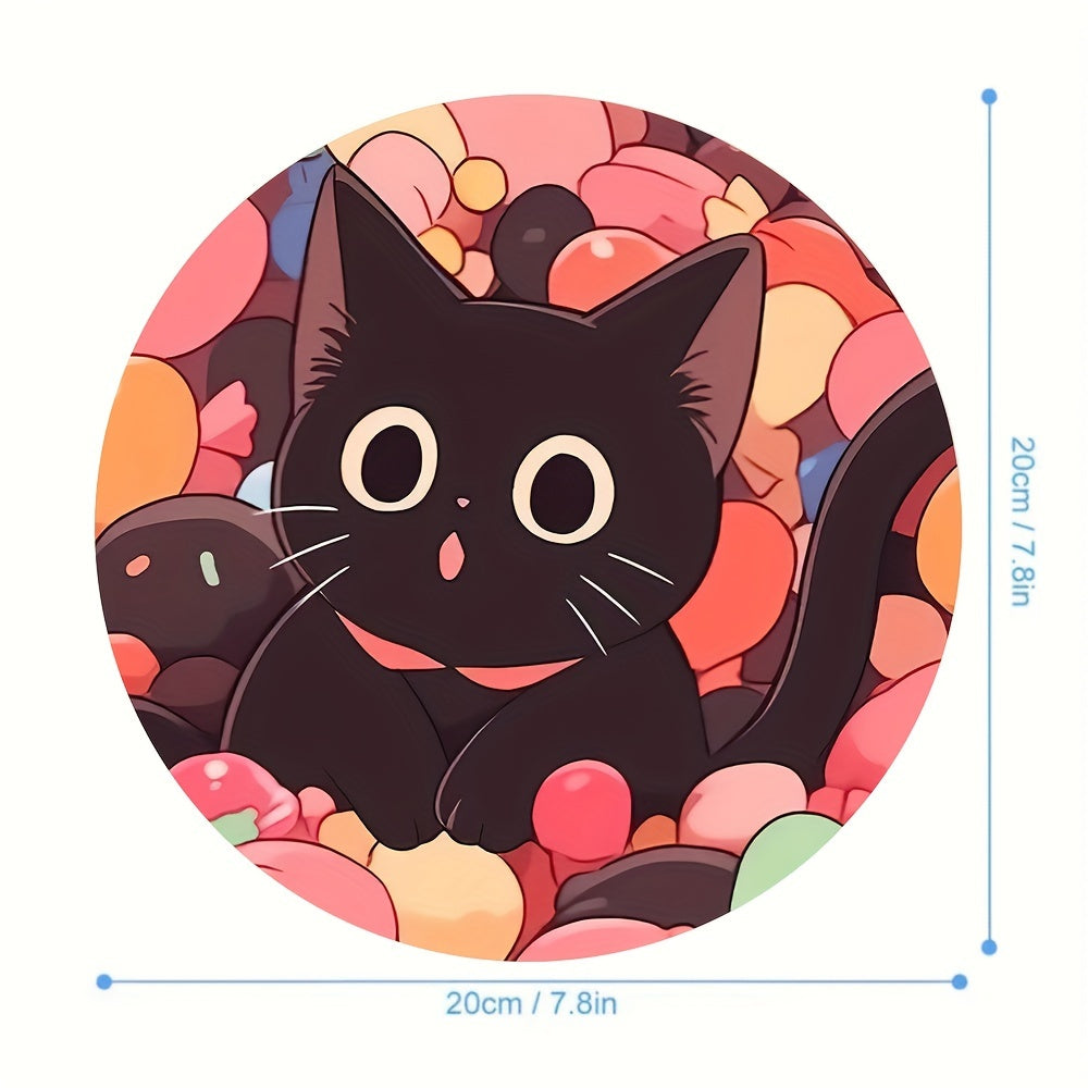 Cat Pattern Round Mouse Pad Stylish Round Mousepad