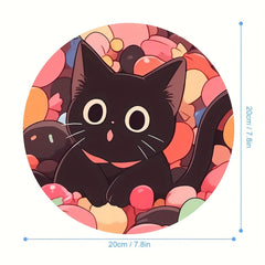 Cat Pattern Round Mouse Pad Stylish Round Mousepad