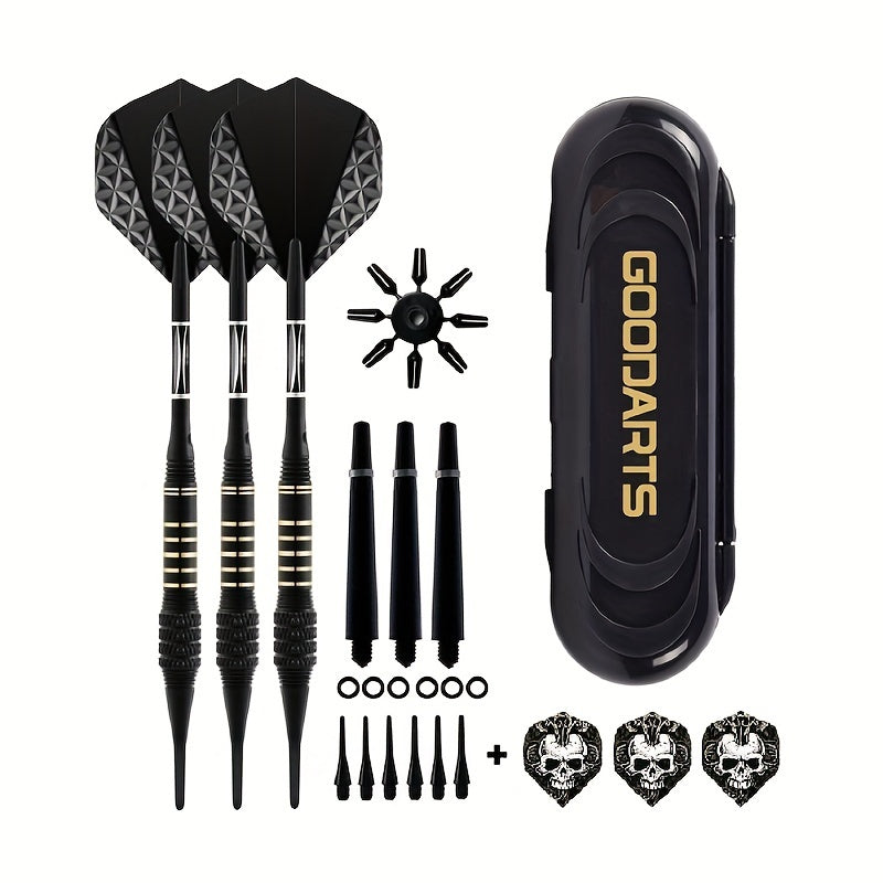Soft Tips Dart Set 18g Plastic Head Dart Portable Box 6 Tips 6 O Rings 3 Wings