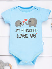 Baby Boys Romper My Granddad Loves Me & Elephants Print