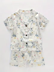 Boys Tree Print Pajamas Set Short Sleeves Tops & Bottoms