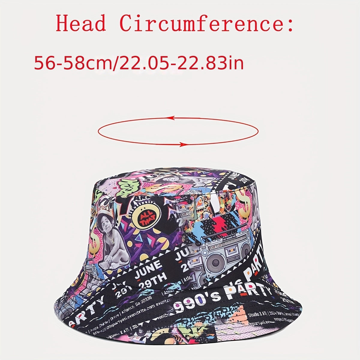 Full Print Double-sided Bucket Hat Street Basin Hat