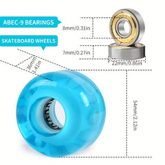 4pcs Flashing Skateboard Wheels 54mm with Tools - Fish Board & Pro Skateboard