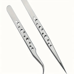 Precision Tweezers Set for Electronics Soldering Maintenance Makeup 2pcs