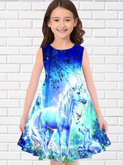 Rainbow Pony 3D Print Dress for Girls