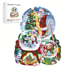 Christmas Theme Wooden Puzzle Animal Shaped Wooden Toys Santa Snowman