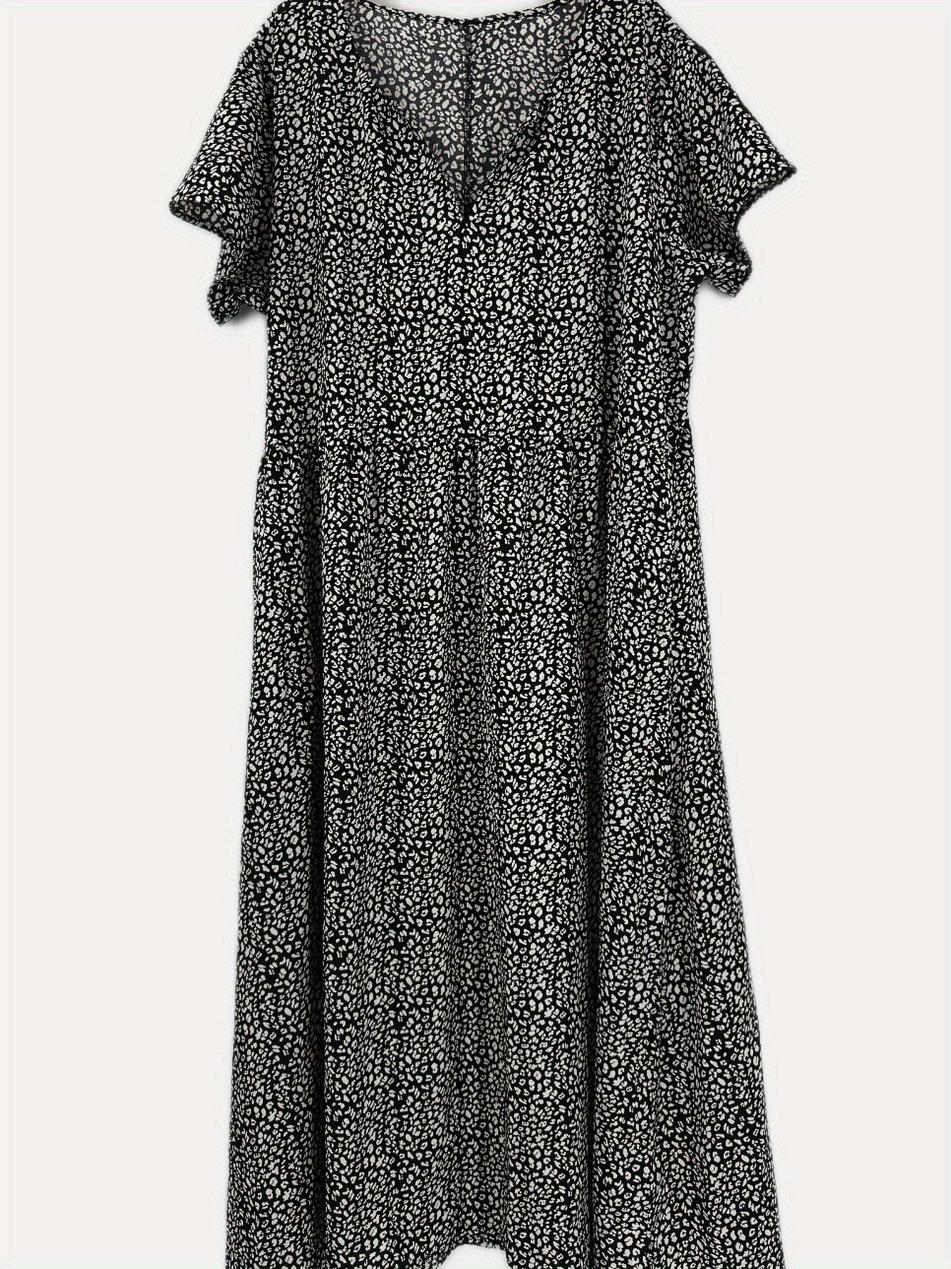 Dalmatian Print Short Sleeve Dress with Pockets