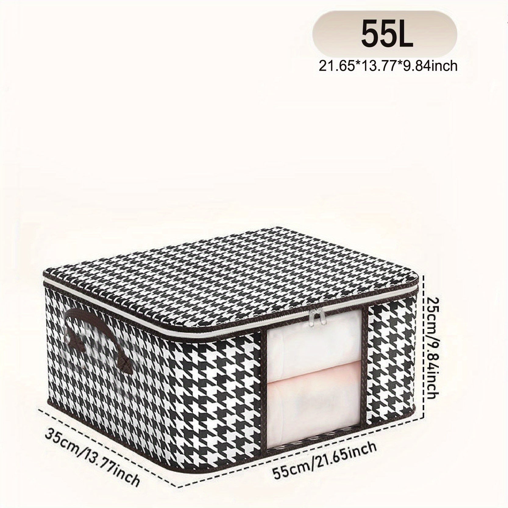 Houndstooth Wardrobe Quilt Organizer Double Zipper Clothes Storage Box