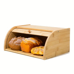 Bamboo Bread Box Bread Storage Organizer Large Capacity Natural Bamboo