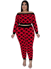 Geometric Off Shoulder 2pcs Set
