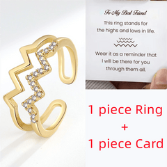 Wavy CZ Decor Open Adjustable Ring Gift