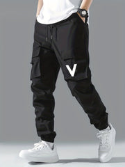 V Cargo Pants Men's Loose Casual Outdoor Work Streetwear Hip Pop Style
