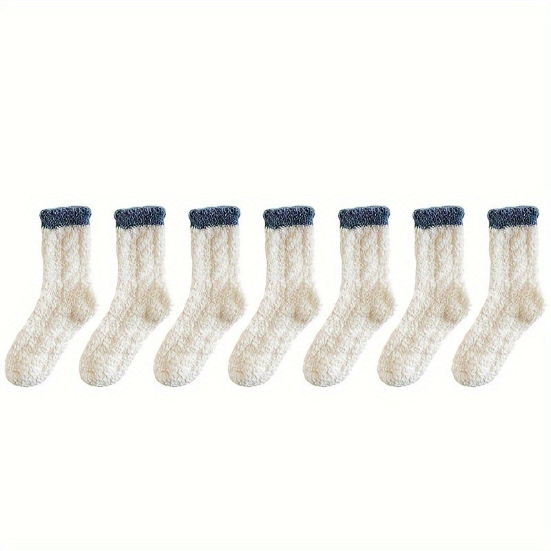 Colorblock Fuzzy Socks Comfy Warm Mid Tube Women's Stockings