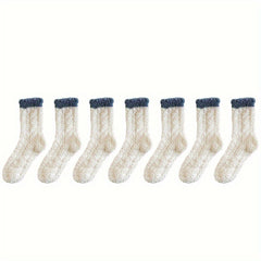 Colorblock Fuzzy Socks Comfy Warm Mid Tube Women's Stockings