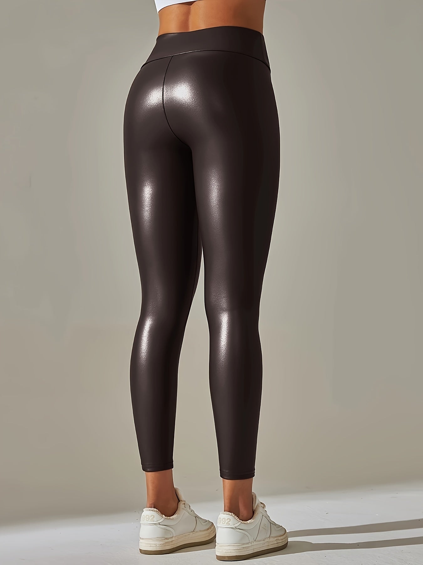 High Waist Foil Leggings for Running Yoga Fitness