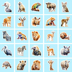 100pcs African Animal Stickers Watercolor Decals for Bottles Laptops Phones