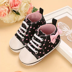 Heart Printed Lightweight Skate Shoes for Baby Girls, Non-slip Toddler Shoes