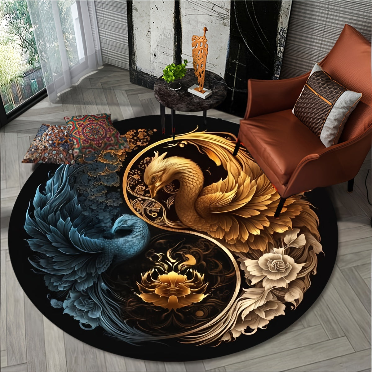 Phoenix Round Rug Doormat Floor Mat Hotel Living Room Mats Anti Slip