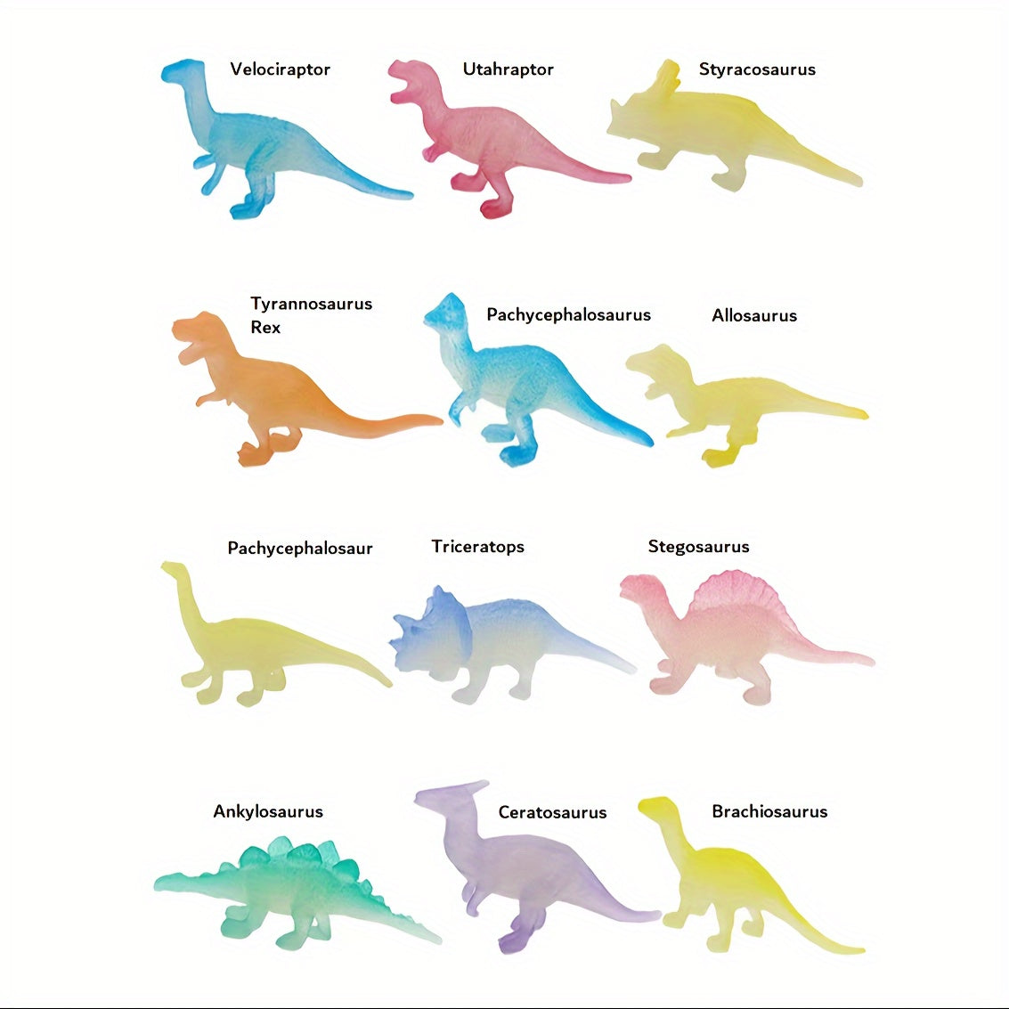 12pcs Luminous Small Dinosaur Set Plastic Bag Dinosaurs C