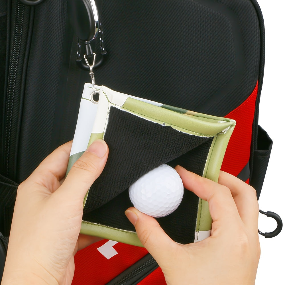Beauty Pattern Golf Towel PU Material Easy Pull Hook Outdoor Sports