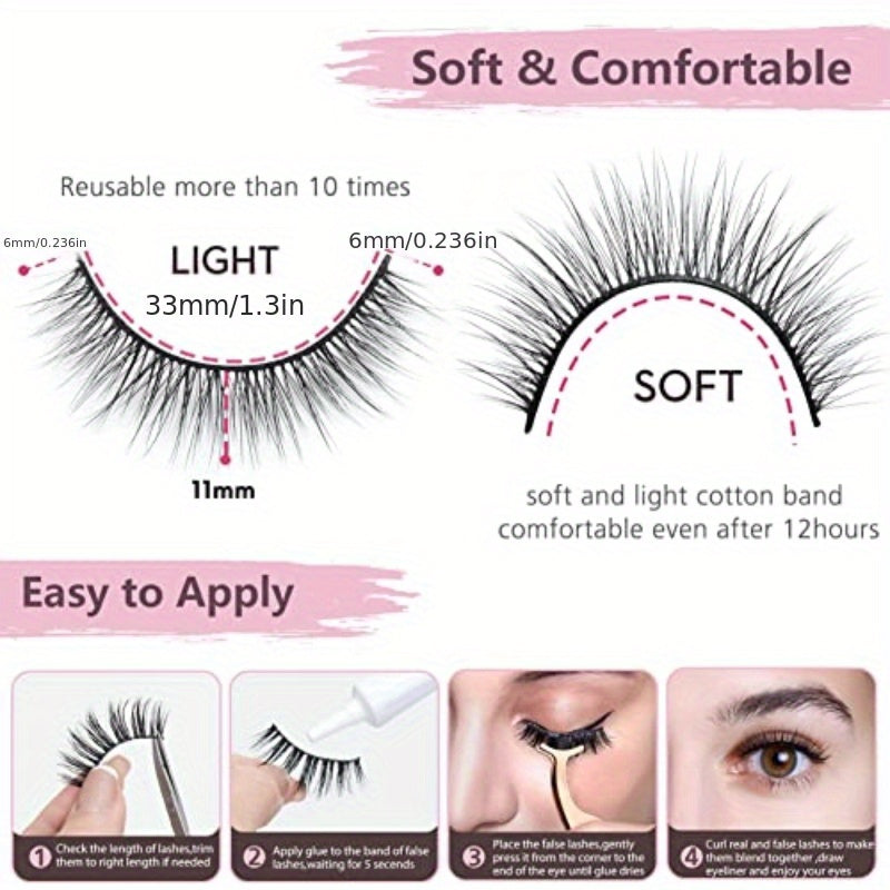 12 Pairs Wispy Natural Look 11mm 3D Mink Lashes