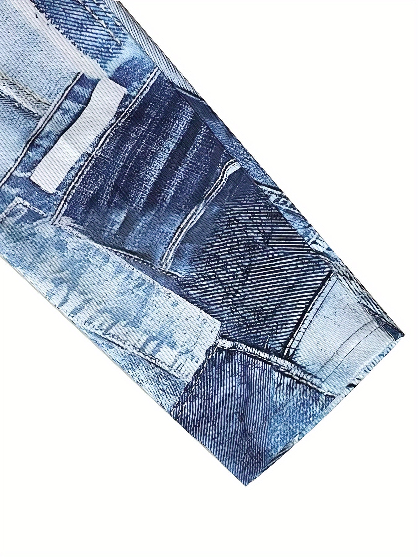 Plus Denim Print Scoop Neck High Stretch Jumpsuit