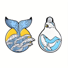Whale Light Bulb Alloy Brooch Collar Backpack Accessory