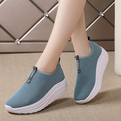 Women's Slip-on Wedge Sneakers Mesh Outdoor Walking Shoes